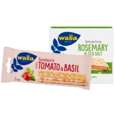 Wasa sandwich
pak van 3 pakjes à 93-120 gram
of delicate crackers pakje à 190 gram